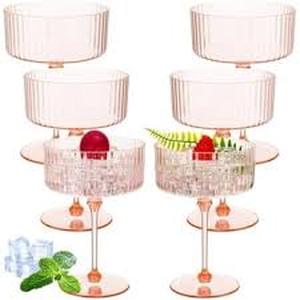 lot 12044 image: Pink Depression Glass Champagne Coupe Set Of 5