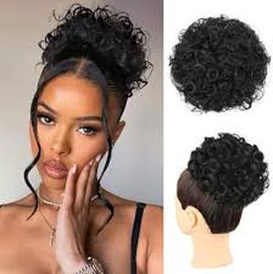 lot 12047 image: FerdyLong Messy Bun Hair Extension - Dark Black