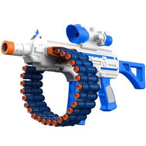 Electric Automatic Toy, JakMean Toy Blaster with 30 Dart Clips and 100 Foam Darts, Outdoor Shooting Games Toys for 6-12 Year Old Boys & Girls Adults, Gifts for Birthday Xmas, Blue