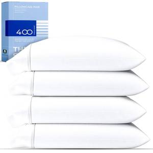 lot 1238 image: THREAD SPREAD 100% Cotton Pillow Cases Queen Size Set of 2 - Luxury 400 Thread Count Queen Pillow Cases (White), Soft Cooling Breathable Hotel Quality Cotton Pillowcases, Fits Standard Pillows