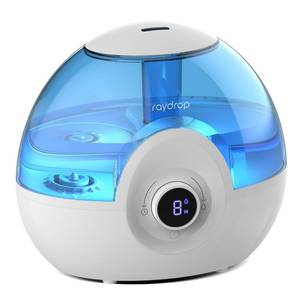 lot 1242 image: raydrop 2.2L Humidifiers for Bedroom, Cool Mist Humidifiers with Timer, Digital Knob, 26dB Quiet Small Humidifier for Baby, Nursery and Plants with Night Light, 30 Hours Runtime, Easy to Fill & Clean