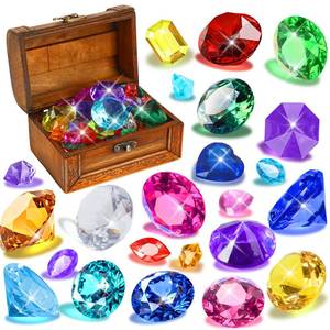 lot 2175 image: MARFOREVER Large Diving Gems Pool Toys, 48 PCS Big Colorful Diamonds with Big Pirate Treasure Chest Box Underwater Gemstone Swimming Toys for Kids Summer Swim Water Training Toys Gifts Games