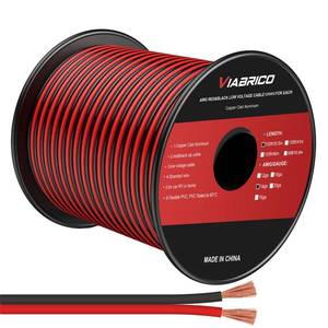lot 2179 image: VIABRICO 14AWG 100FT Electrical Wire Cable 2 Conductors Red Black Cable Hookup LED Lighting Strips Flexible Wire Extension Cord 14 Gauge Copper Clad Aluminum Copper Wire 12V24V DC Cable