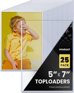 lot 2180 image: HYARUAT 5x7 Toploader - Clear Rigid Photo Protectors for Your Precious Memories - Durable Hard Plastic Sleeves, 25 Pack