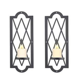 lot 2192 image: OYEFLY 2 Pcs Metal Candle Sconce,Rustic Wall Candle Sconces (Black)