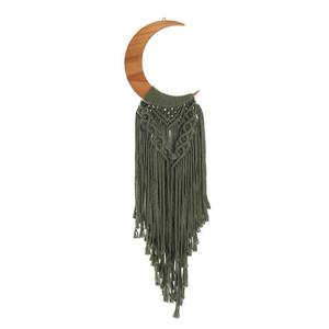 lot 2194 image: ANROYE Macrame Wall Hanging Boho Moon Decor, Bohemian Crescent Wooden Ornament with Long Tassel, Handmade Unique Wood Tapestry Home Decoration Wall Art Gift for Dorm Bedroom Nursery Living Room