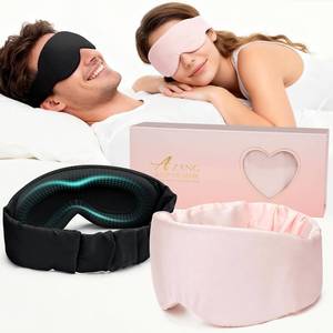 lot 2200 image: Silk Sleep Mask for Women & Men - 2 Pack Eye Masks for Sleep, 100% Blackout Sleeping Mask, 3D Zero Pressure Side Sleeper Night Blindfold Eye Cover for Travel Nap Couple (Pink & Black)