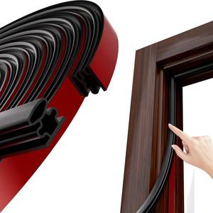 lot 2209 image: JSIWOTH Weather Stripping, Black D-Shaped Rubber Seal Strip for DoorsWindows, Self-Adhesive Door Soundproof Weatherstripping for Door Frame Window Insulation Gap Blocker 20 Ft