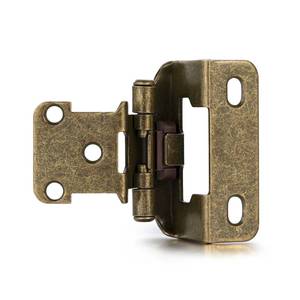lot 2213 image: Vallecloud 4 Pack (2 Pair) Antique Brass Cabinet Hinges for Kitchen Cabinet Door, Partial Wrap Self Closing 12 Overlay Kitchen Cabinet Hinges, Semi Hidden Cabinet Hinge for Cabinet Doors