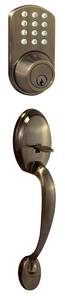 lot 3719 image: MiLocks BTF-02AQ Electronic Keyless Entry Door Lock with Passage Handle Set Combo, Auto-Lock Triple Security System, Easy to Install Keypad Door Lock for Interior or Exterior Use, Antique Brass