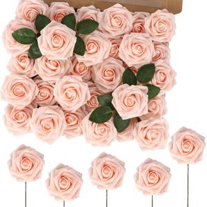 lot 3722 image: MACTING Artificial Rose Flowers 60PCS Real Touch Fake Flowers with Stem Blush Pink Foam Roses for DIY Wedding Bouquet Floral Arrangements Party Bridal Shower Home Spring Mothers Day Decorations