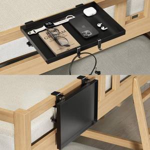 lot 3723 image: Magheo Bedside Shelf Foldable, Metal Clip-On Bunk Bed Table Shelf for Top Bunk Heavy Duty Bed Side Table Tray for College Dorm Room Essentials, Loft Nightstand Organizer Tray with 1 Cord Hole(Black)