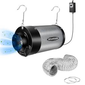 lot 3732 image: MELONFARM Air Filtration Kit 4, Built-in 14cm Fan Low Nois Carbon Filter with 12-Speed Controller, 8 Ducting, Cooling & Ventilation System for Grow Tents, Indoor Gardening, Hydroponics 4��x12.6