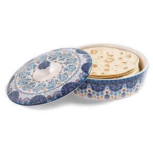 lot 3749 image: Bico Blue Talavera Ceramic Tortilla Warmer, 8.9 Inch Tortilla Holder with Lid for Taco Bread Pancake for Mexican Night and Party, Microwave and Dishwasher Safe