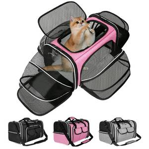 lot 3753 image: Estarer Soft Sided Pet Carrier Airline Approved, 4 Sides Expandable Collapsible Cat Carrier with Pockets & Removable Fleece Pad, Travel Carrier Bag for Cat Dog & Small Animals (Pink)