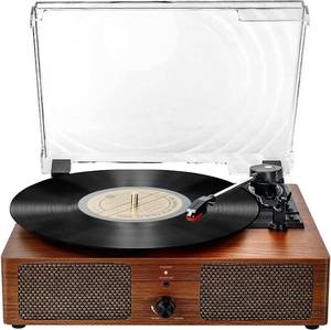lot 3762 image: Vinyl Record Player Bluetooth Vintage 3-Speed Portable Turntables with Built-in Speakers, Belt-Driven LP Player Support USB Input AUX-in RCA Line Out