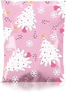 lot 4014 image: Metronic Poly Mailers 14.5x19 50PC, Large Shipping Bags for Clothes, Self- Seal Shipping Envelopes for Small Business,Waterproof Mailers Poly Bags Packaging Bags for Holiday Xmas, Pink Christmas Tree