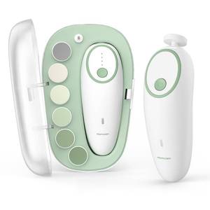 lot 4021 image: Momcozy Baby Nail File Electric, Gentle Baby Nail Trimmer Electric, Baby Nail Clipper with Night Light, 7 Grinding Head Replacement Pads, Green