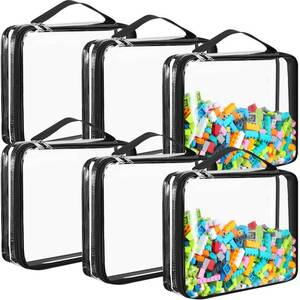 lot 4032 image: Sanwuta 6 Packs Toy Storage Bags, PVC Organizing Case Bags with Zipper, Waterproof Toy Container for Board Games, Building Blocks, Puzzles, Small Toys and Kids Books(Large,Clear)