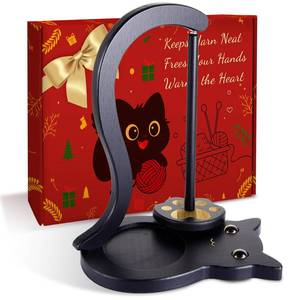 lot 4045 image: Black Cat Yarn Holder for Crocheting, Wooden Crochet Yarn Holder Magnetic Yarn Spinner with Accessories Storage Anti-Slip Pads,Yarn Ball Holder Crochet Gift for Knitting Lovers with Gift Box Packaging