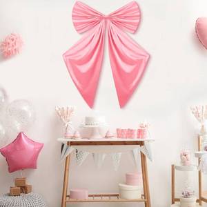 lot 4069 image: Knitgrip Large Bow Decoration Big Coquette Bow Backdrop for Birthday Party Room Wall Giant Satin Ribbon Tie Extra Large Hanging Decor for Coquette Bachelorette Bridal Supply 26 x 41 Inch(Pink)