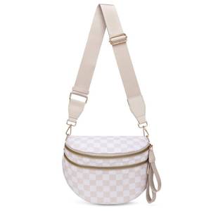 lot 4077 image: Pure Colour Crossbody Bum Bags for Women Spacious Checkered Cross body Bag Nylon Trendy Fanny Pack for Travel