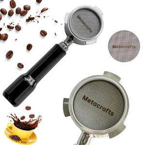 lot 4505 image: Espresso Portafilter 51mm Bottomless - Compatible for 51 mm Delonghi EC0680, E0685, SMEG & EUPA Coffee Machines - Open, Naked, Flat - Stainless Steel Filter Basket & Puck Screen Included (Black)