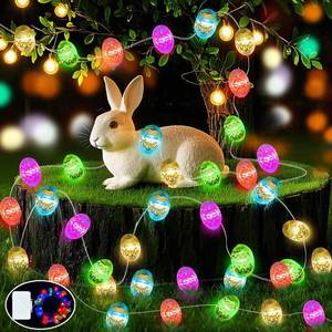 lot 6135 image: ZGWJ Easter String Lights Outdoor, 1 Pack Easter Eggs Lights Battery Operated 16ft 50LED Waterproof Decorations Indoor Home Bedroom Spring Party Decor
