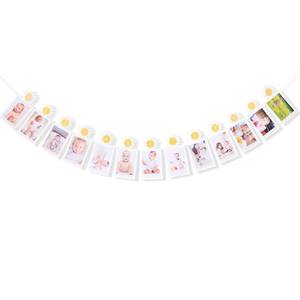 lot 6137 image: AOQURE Daisy 12 Monthly Photo Banner - Daisy First Birthday Decor,Daisy Photo Banner, Groovy One Milestone Banner, One Groovy 12 Month To Newborn Banner, yellow