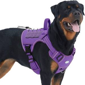 lot 6153 image: AUROTH Tactical Dog Harness for Large Dogs - Purple, No Pull, Adjustable, Reflective, Molle System for Gear Carrying