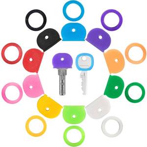 lot 6167 image: GoorDik 20 Pack Key Color Caps Covers Tags, Soft Rubber Key Identifiers, Plastic Key Toppers for Standard Flat Organization House Key (Not Suitable for Odd-Shaped Keys), 10 Colors, 2 Styles