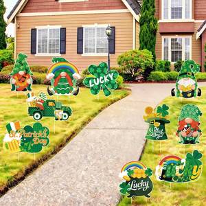 lot 6171 image: GXGGUS 10Pcs St. Patricks Day Yard Sign Decorations Gnome Lawn Outdoor Decor with Stakes Saint Patricks Day lrish Home Garden Decorations