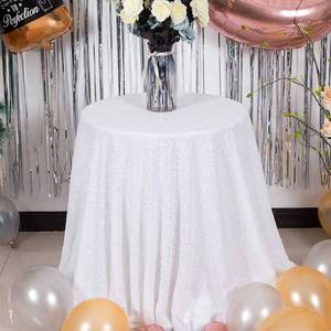 lot 6174 image: JYFLZQ White Sequin Tablecloth 70 Round Sparkly Drape Table Cloths Table Cover Overlay for Wedding Birthday Party Baby Bridal Shower