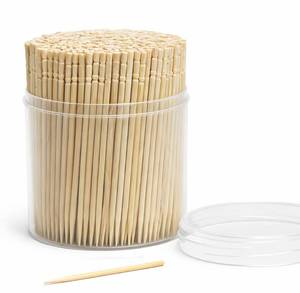 lot 6182 image: Traditional Single Point Wooden Toothpicks Made from Bamboo, Bulk Pack (500), -1 Container (500)