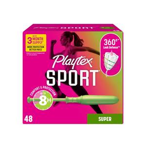 lot 6183 image: Playtex Sport Tampons Super Absorbency, Fragrance-Free - 48ct  Super Tampons for Women, Feminine Care, Playtex Tampon with 360 Leak Defense