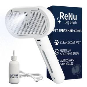 lot 6188 image: A3 In 1 Self Cleaning Steamy Pet Brush, Pets Spray Hair Removal Comb - Anti-Static, Dog Grooming Tool with Steam & Self-Cleaning, Skin-Friendly Design  Bathing Solution