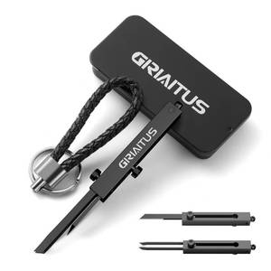 lot 6197 image: EDC Pocket Knife 2 in1 Keychain Tweezers Precision Multitool Box Cutter Retractable Multi Tool Utility Knife Portable for Splinters, Craft, Jewelry, Soldering, Outdoor Work Men Women Gift (Black)