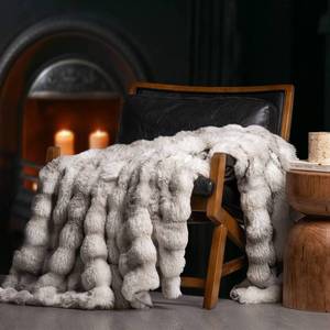lot 6221 image: EverGrace Ultra Soft Luxury Fluffy Faux Rabbit Fur Throw Blanket, Thick Warm Bubble Throw for Bed, Cozy Plush Reversible Blankets for Couch, Chair, Sofa, Light Grey, 60x80 Inches