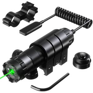 lot 6227 image: Pinty Hunting Rifle Green Laser Sight Dot Scope with 20mm Weaver & 1 Barrel Mount, Adjustable Windage & Elevation, Remote Pressure Switch Included