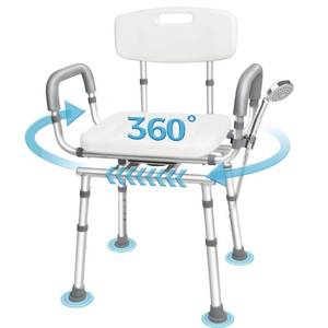 lot 9959 image: Swivel Shower Chair with Arms and Back, 450lbs Heavy Duty Shower Chair for Elderly and Disabled, Handicap Shower Chairs for Inside Shower Stool & Bath Tub Seat for Adults