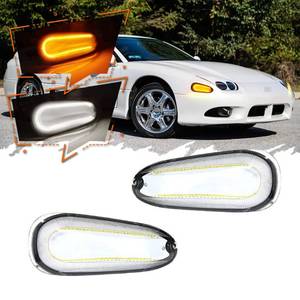 lot 9964 image: TurningMax For 1994 1995 1996 1997 1998 Mitsubishi 3000GT Front Bumper Turn Signal Lights Clear Lens 2 in 1 AmberWhite Lights 415956, 415955