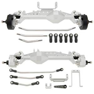 lot 9965 image: MEUS RACING Capra 1.9 Portal Axles Kit with Isokinetic 3-Section CVDs and Ackerman Steering Structure for Axial Capra 1.9 4X4 and DIY SCX10 SCX10 II Upgrades Parts (Silver - 4WS)