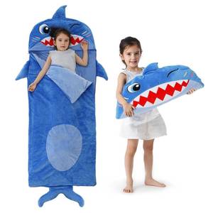 lot 9968 image: Kyerlish Kids Sleeping Bag, Plush Toddler Slumber Bag 2-in-1 Pillow, Soft Shark Sleeping Bag, Nap Mats for Preschool,Daycare,Travel,Gift, Ages 3-12, 68 x 26