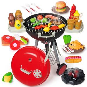 lot 9985 image: 79PCS BBQ Grill Set for Kids - Kitchen Playset With Realistic Spray, Light & Sound - Interactive Toddler Toy for Boys Girls - Christmas Birthday Gift