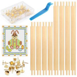 lot 10357 image: 2 Sets Needlepoint Stretcher Bars for Needlework with 40 Tacks, 2 Sizes 8 Pcs Wooden Canvas Stretcher Bars Needlepoint Frame Set Art Supplies for Needlework Embroidery, Embroidery Enthusiastss Gifts