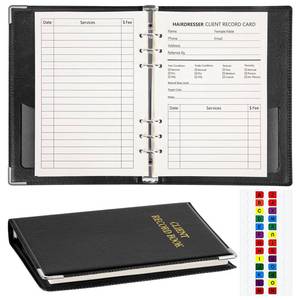 lot 10364 image: Moogovgi Hair Stylist Client Profile Book,Client Record Refillable Notebook Binder with Client Profile Cards (80 Sheets Client Record Cards)