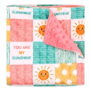 lot 10369 image: Baby Blanket for Girls, Super Soft Double Layer Mink Blankets with Dotted Backing, Sun Smile Toddler Newborn Nursery Bed Blanket, You are My Sunshine Print Throw Blanket, 30 X 40 Inches