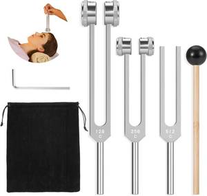 lot 10370 image: Tuning Forks for Healing (128Hz, 256Hz, 512Hz),Weighted & Unweighted Tuning Forks Set,with Reflex Hammer for Healing Chakra Set,Essential Yoga,HealingSound Therapy,Gift for Women