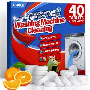 lot 10371 image: USKICH Washing Machine Cleaner Descaler 40 Pack-Deep Cleaning Tablets For HE Front Loader & Top Load Washer,Washer Machine Cleaning Tablets Clean Inside Drum and Laundry Tub Seal,Septic Safe