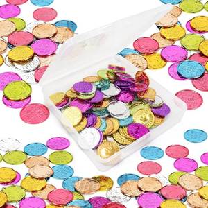 lot 10373 image: Mczxon I was Caught Being Good Coins Tokens with Plastic Box, 100 Pcs Colorful Plastic Reward Incentive Behavior Pretend Play Coins